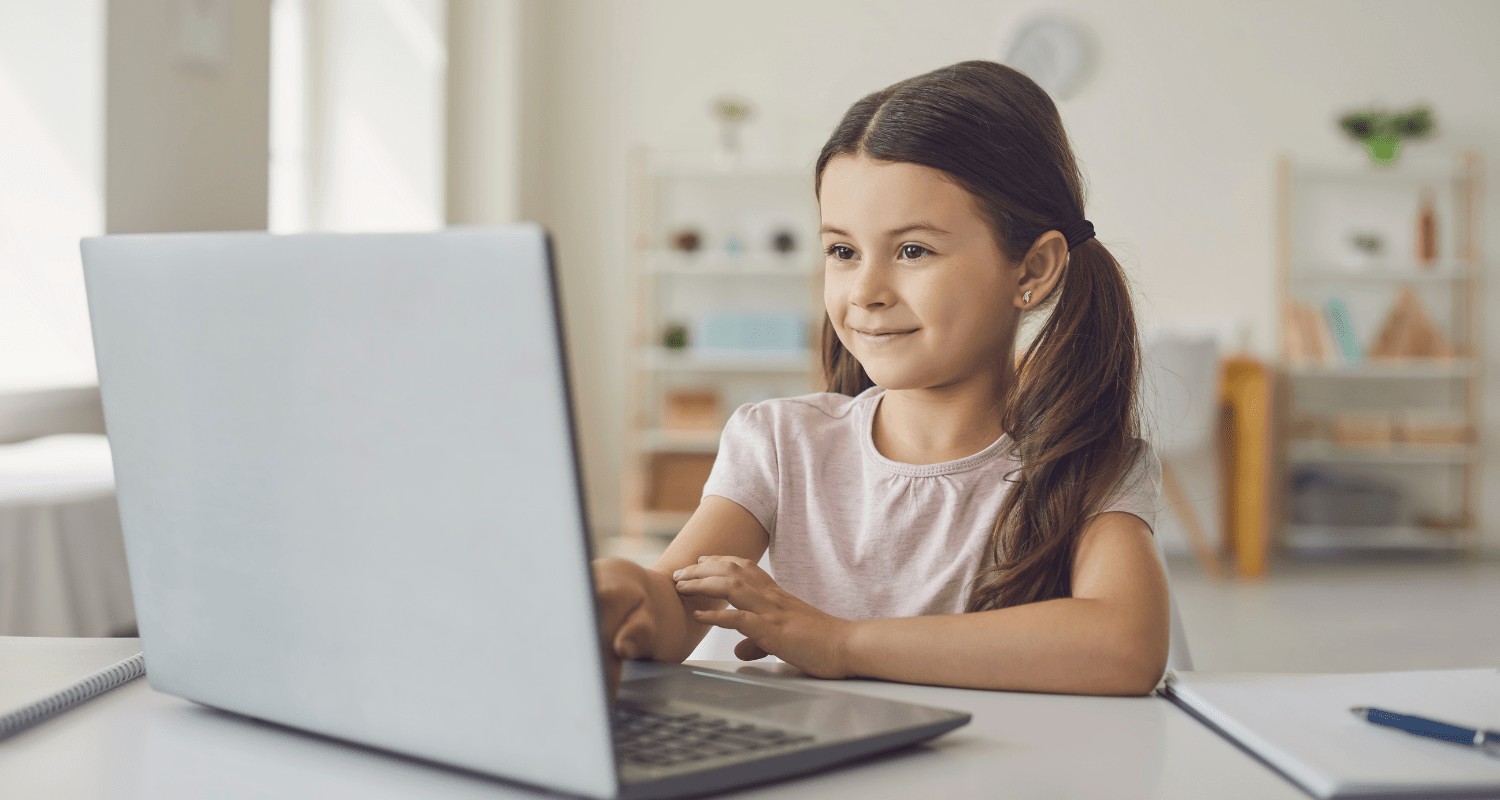 Girl learning on laptop